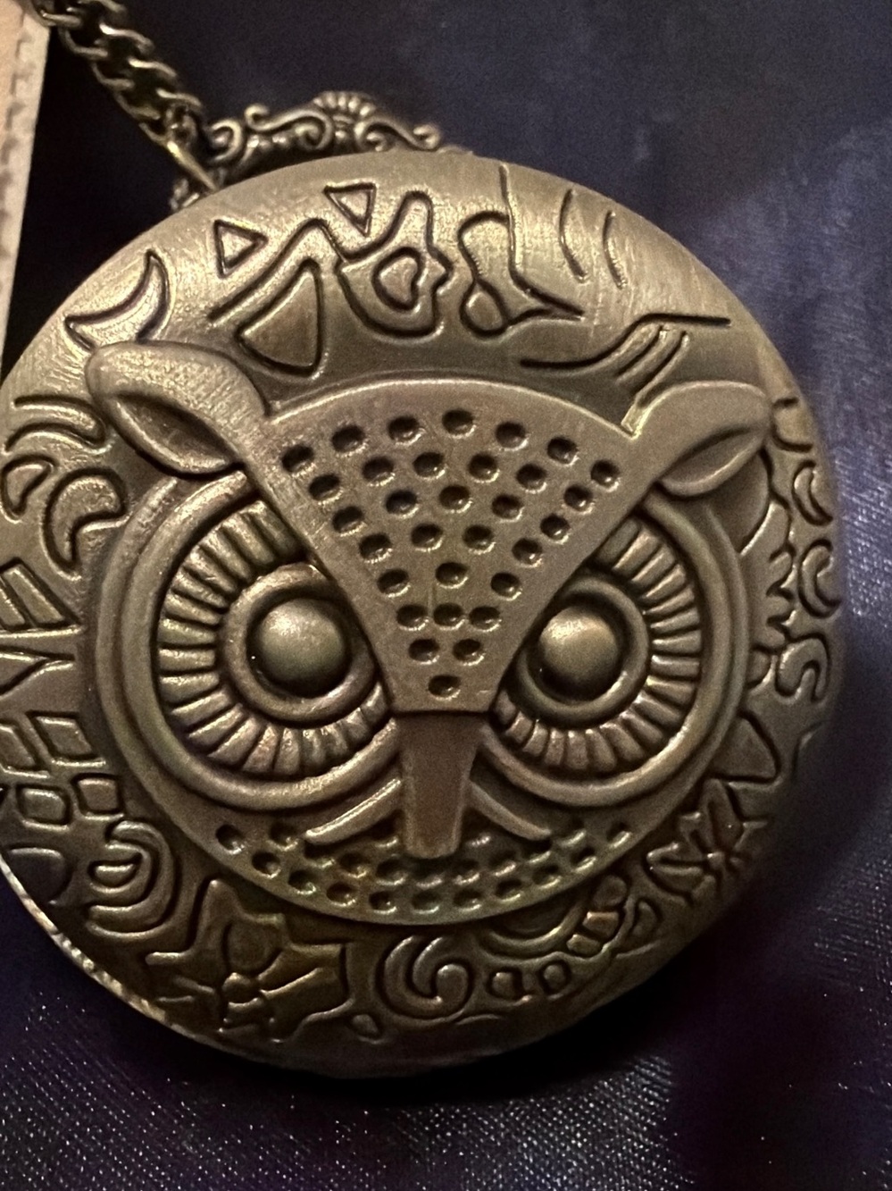 Antique Brass Owl Locket Necklace - Owl Pendant